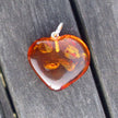 Kognacfarbenes Bernsteinherz aus 925er Silber, Unikat