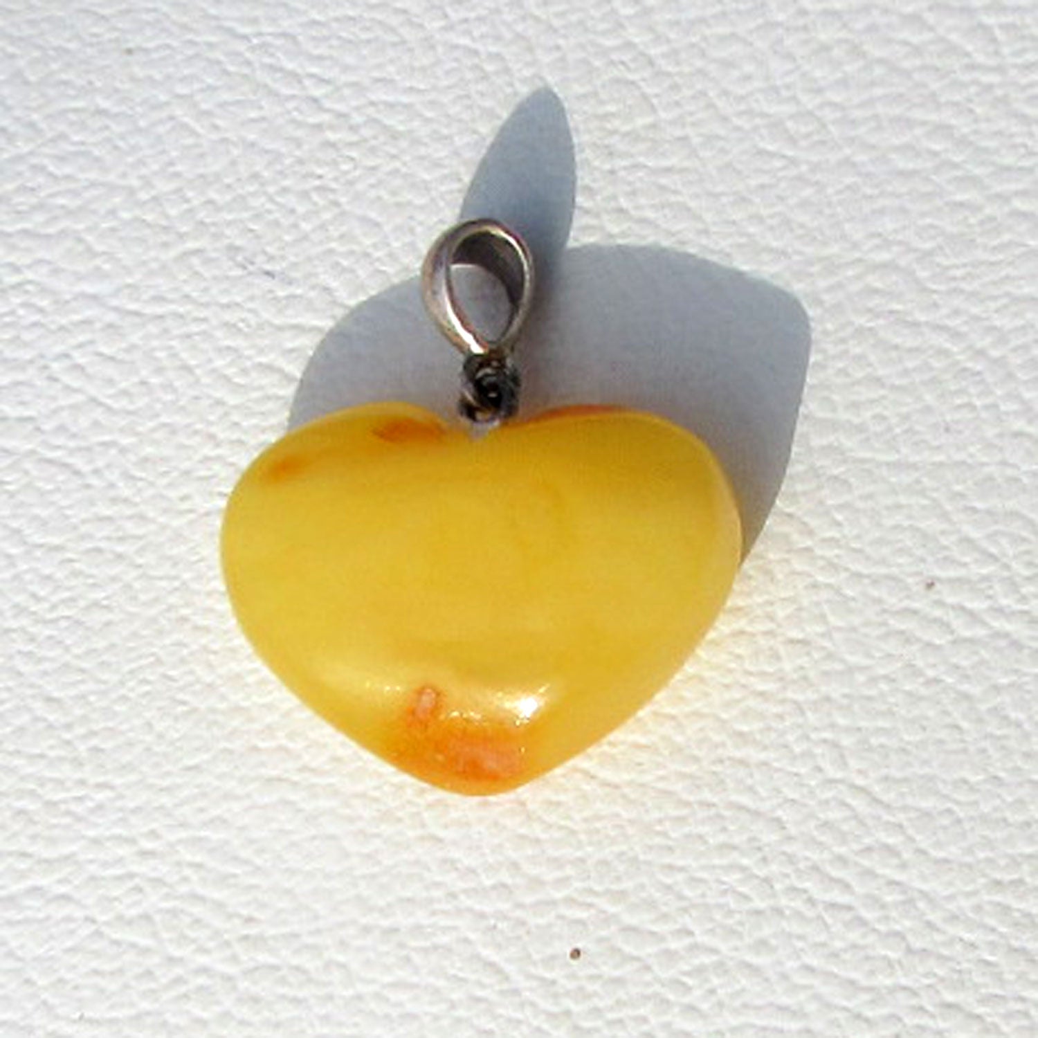 Bernsteinherz in Butterscotch, 925er Silberfassung