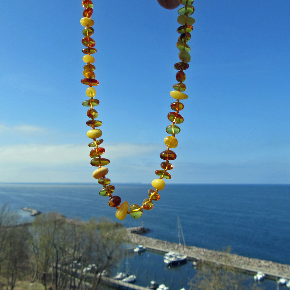 Einzelstück: Bernsteinperlenkette, 46 cm, warm und leicht