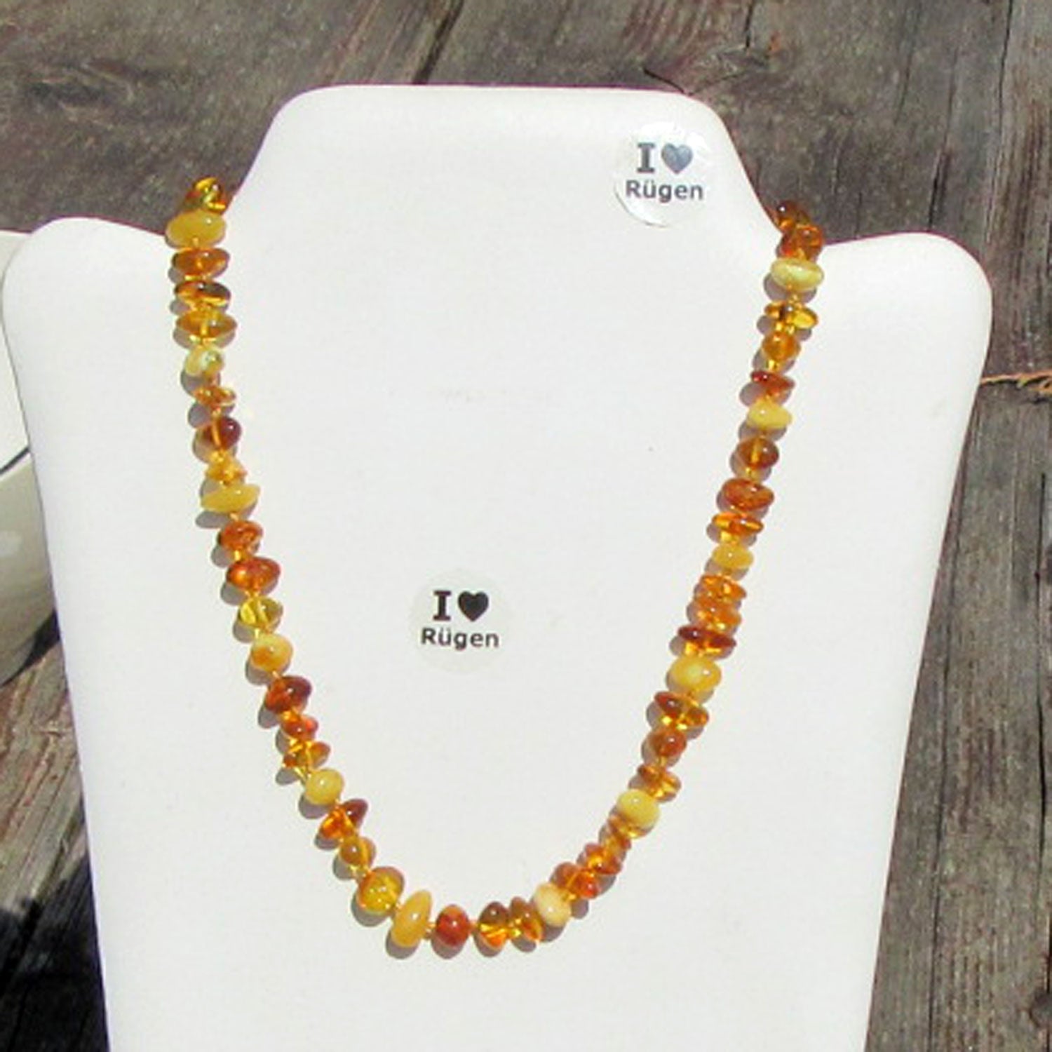 Einzelstück: Bernsteinperlenkette, 46 cm, warm und leicht