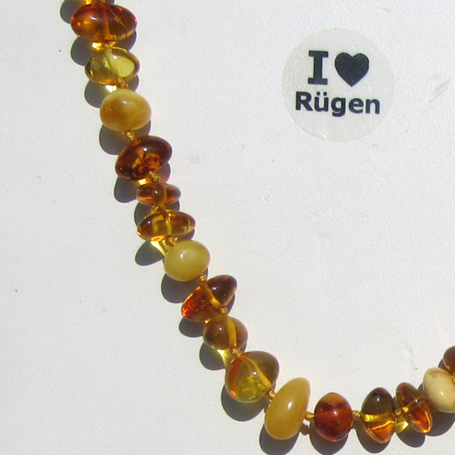 Einzelstück: Bernsteinperlenkette, 46 cm, warm und leicht
