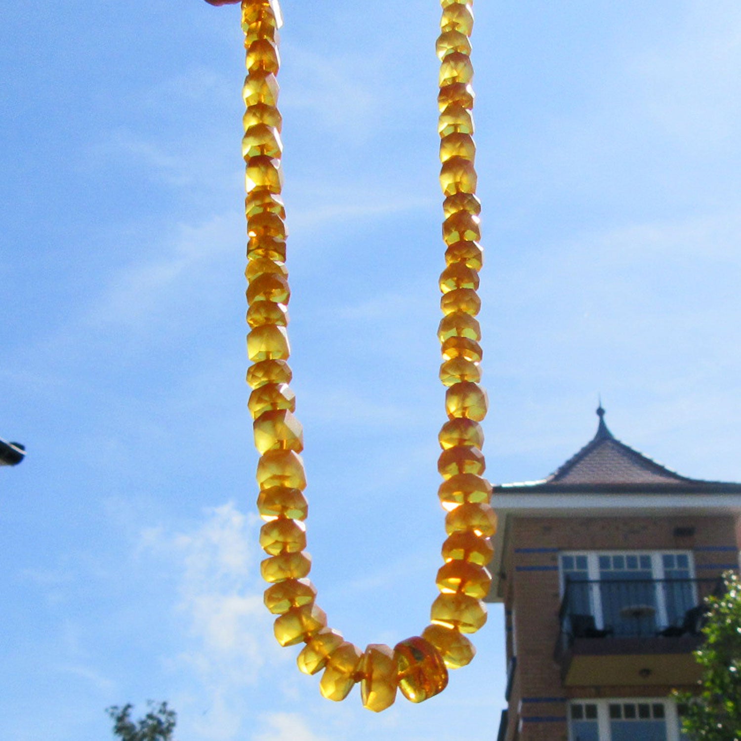 Fascettierte Bernsteinscheibchen-Kette, Unikat von Rügen