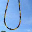 Elegantes Collier aus Bernstein und Silberwürfeln