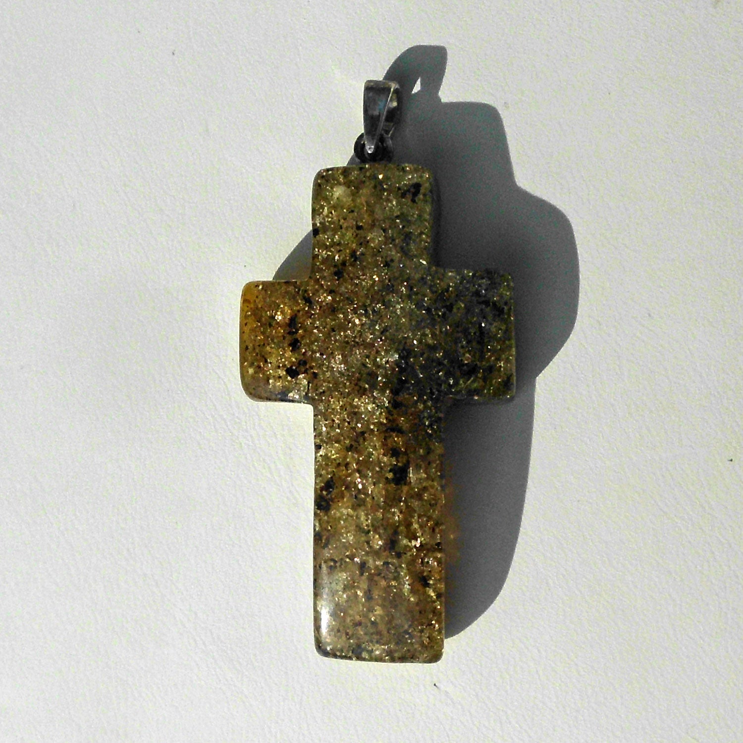 Großes, poliertes Bernsteinkreuz aus Silber 925