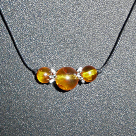 Collier aus Bernstein und Silber, 45 cm, Unikat