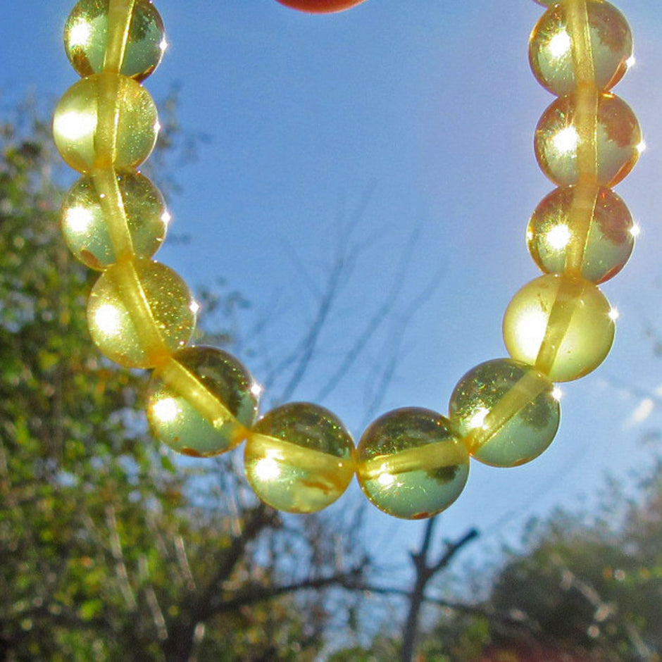 Einzigartiges Bernsteinarmband aus goldgelben Perlen