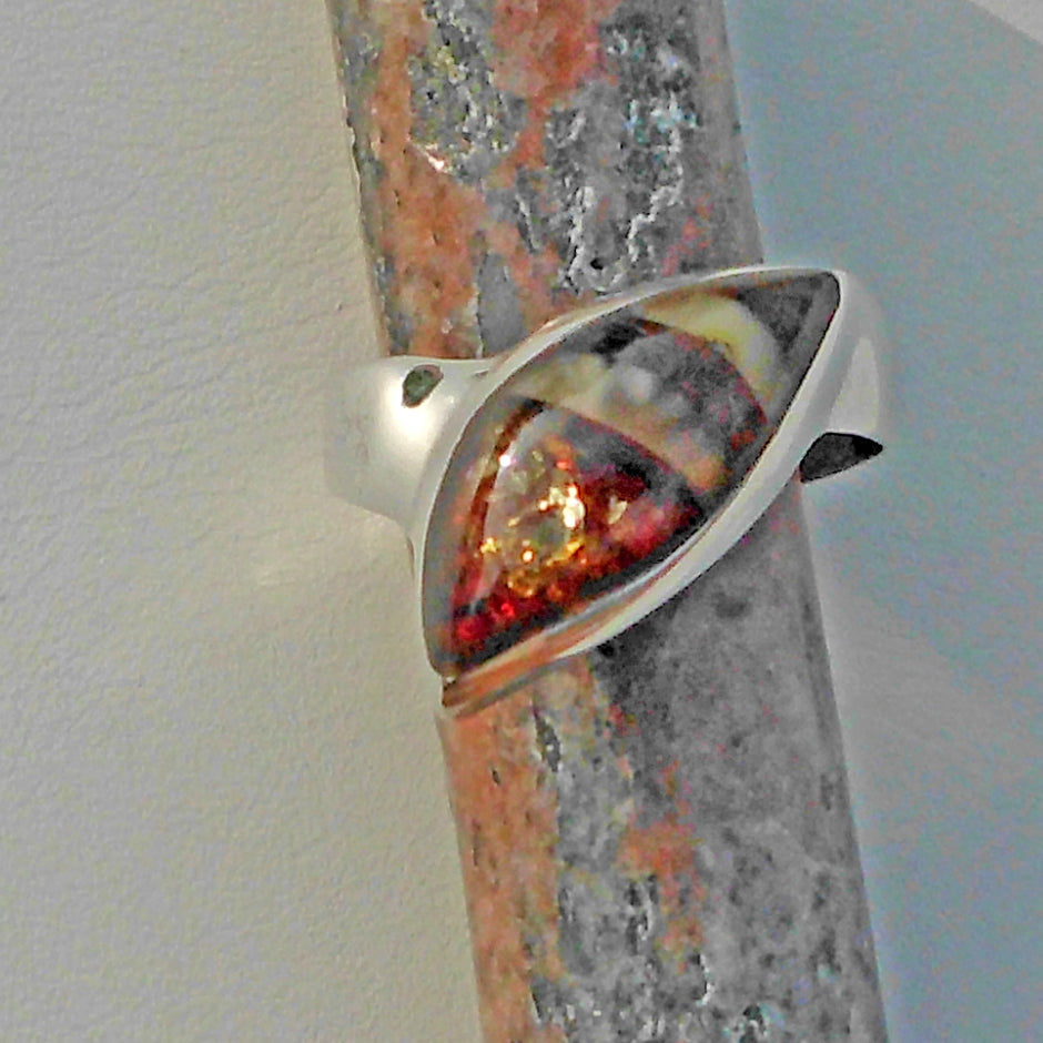 Edler Ring aus Silber mit Intarsia-Bernstein von Rügen