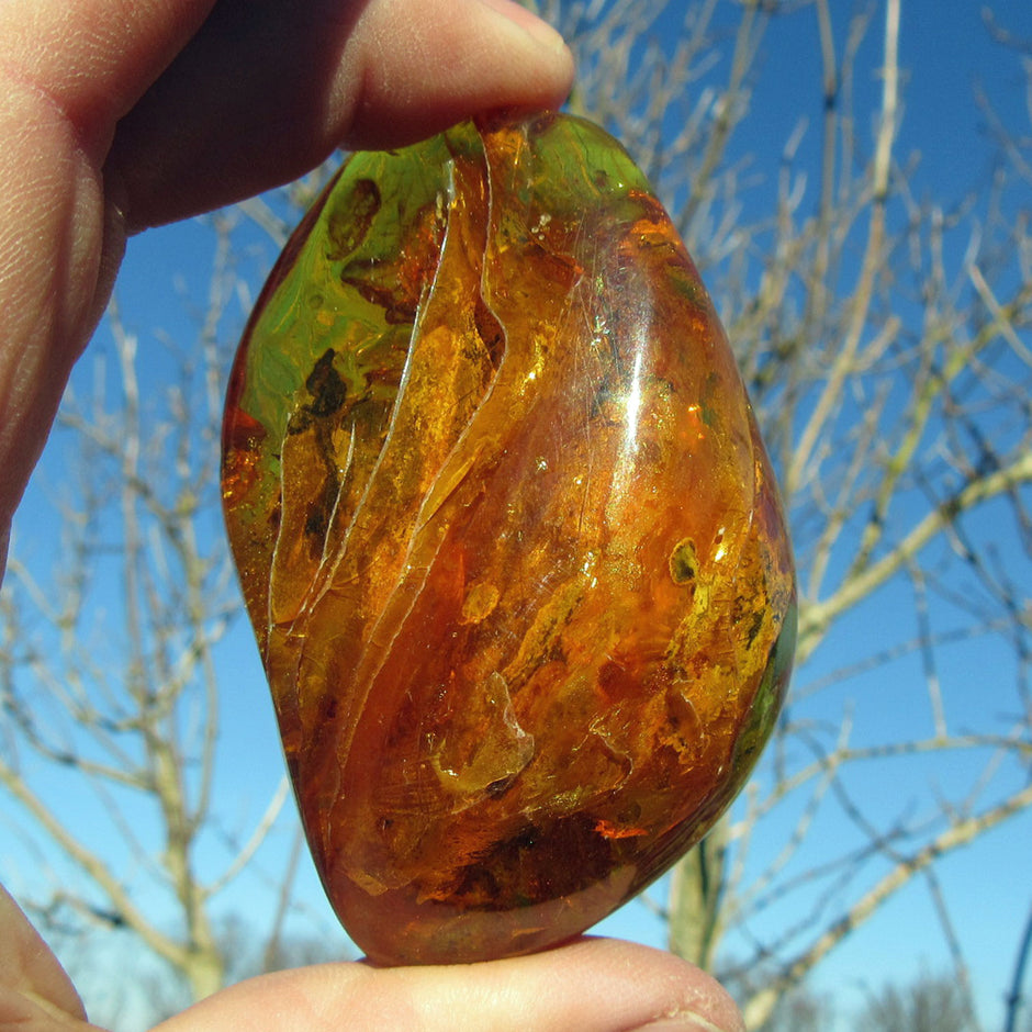 Wunderschönes Bernsteinstück poliert, mit Einschlüssen