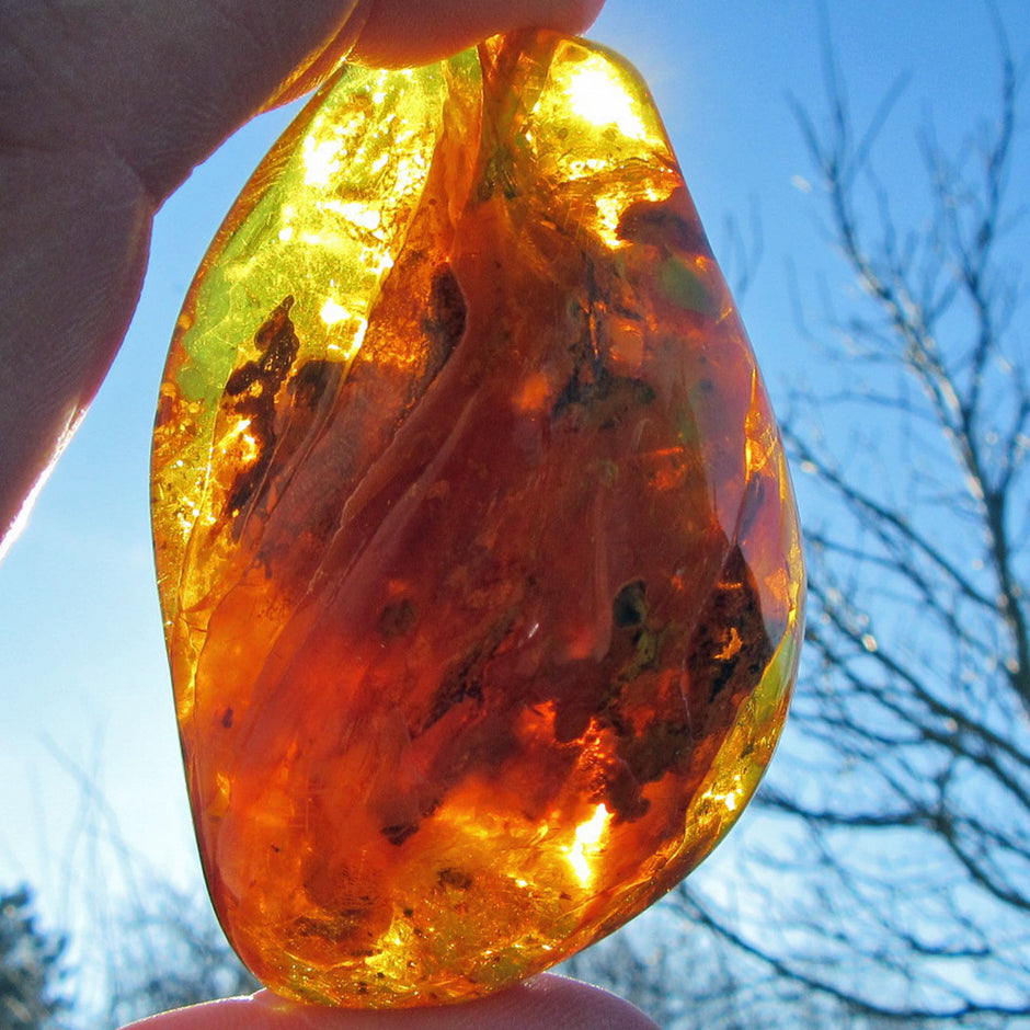 Wunderschönes Bernsteinstück poliert, mit Einschlüssen