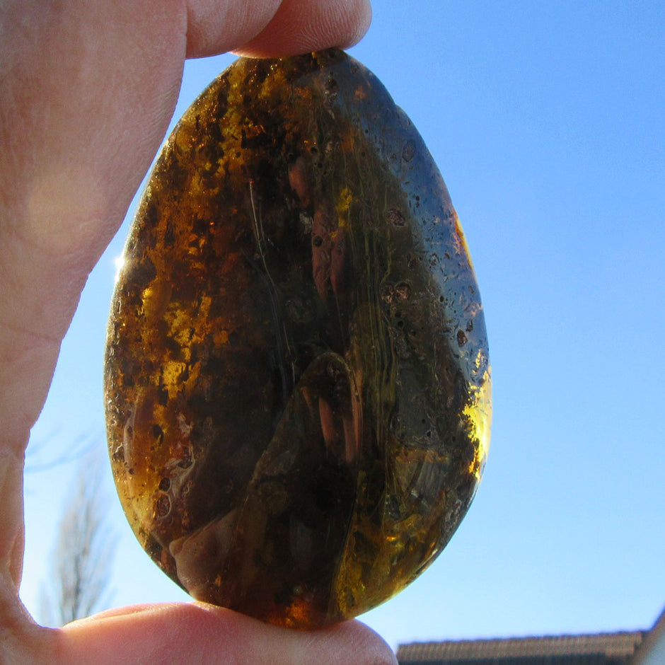 Riesiges, dunkles Stück Ostseebernstein, poliert