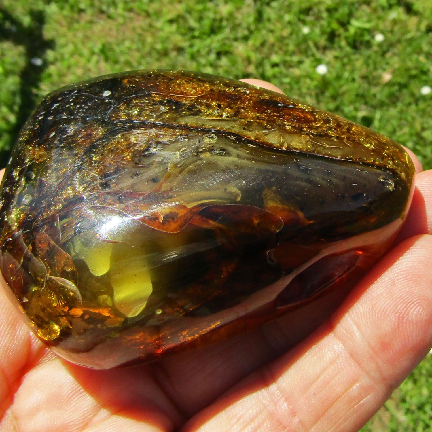 Imposantes Bernsteinstück poliert, teilweise durchscheinend