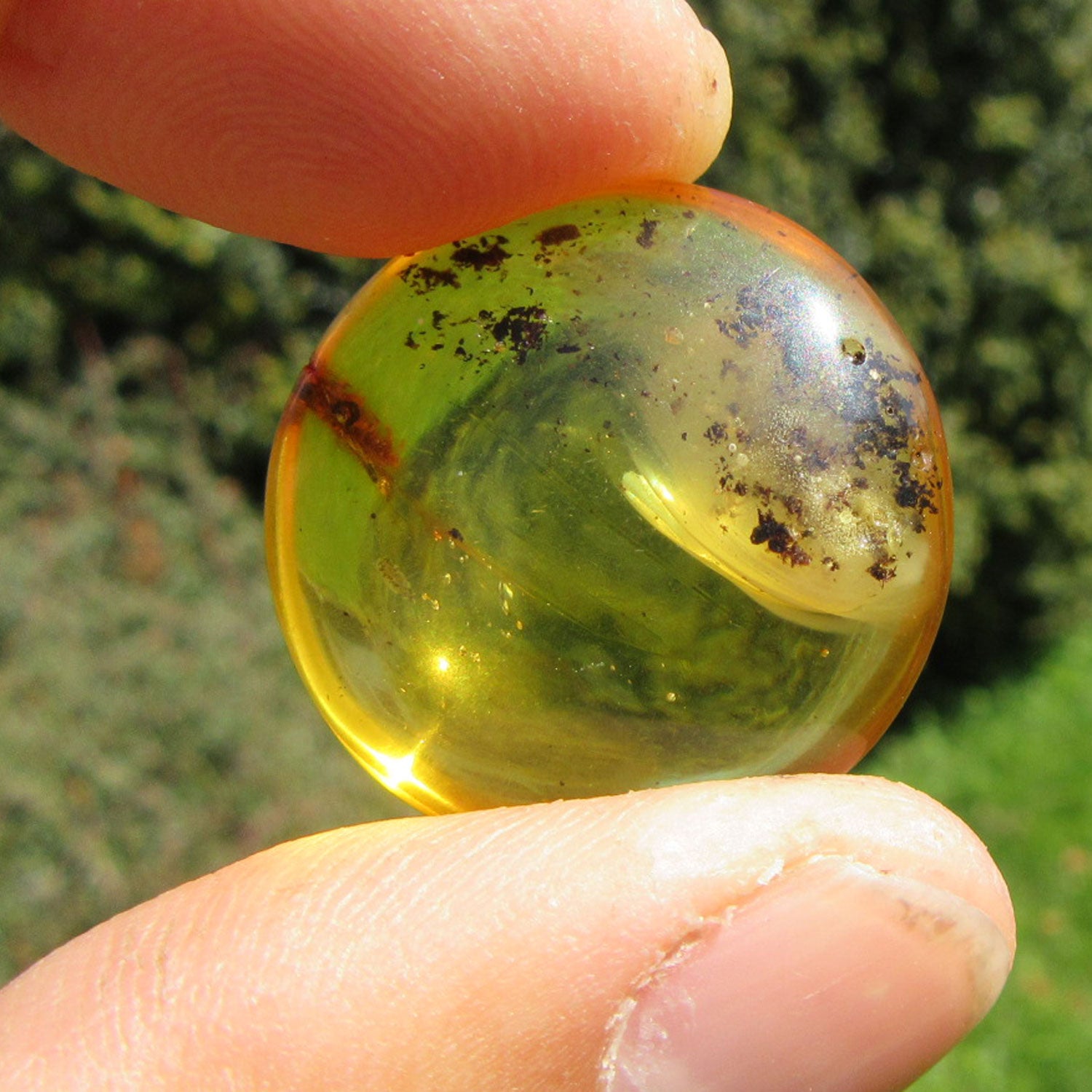 Einzelstück Bernsteinstück, poliert mit Einschlüssen