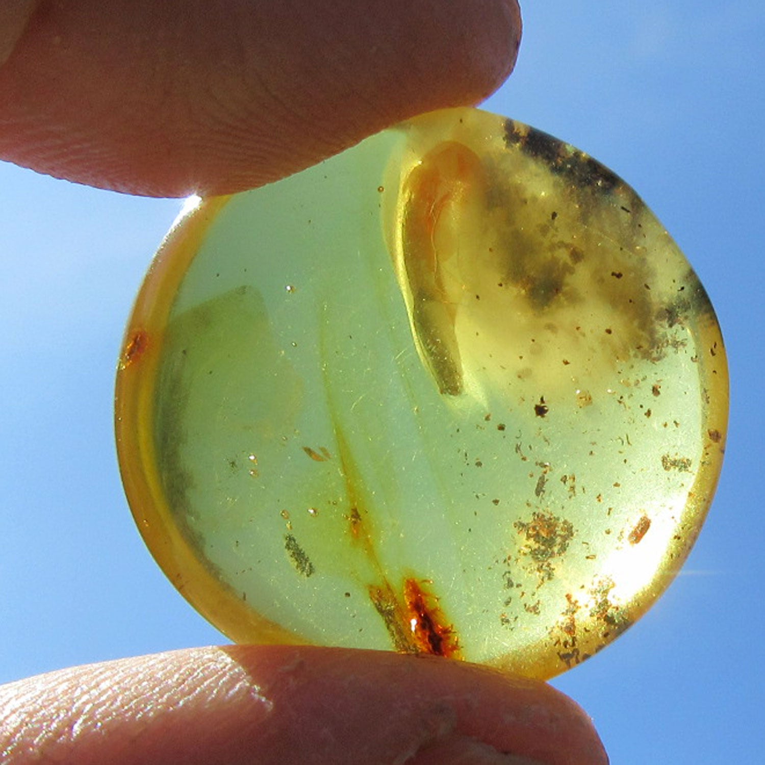 Einzelstück Bernsteinstück, poliert mit Einschlüssen