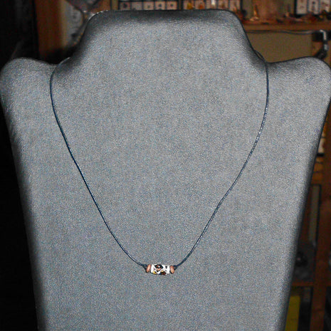 Collier mit Bernsteinwalze und Silberscheiben, Unikat