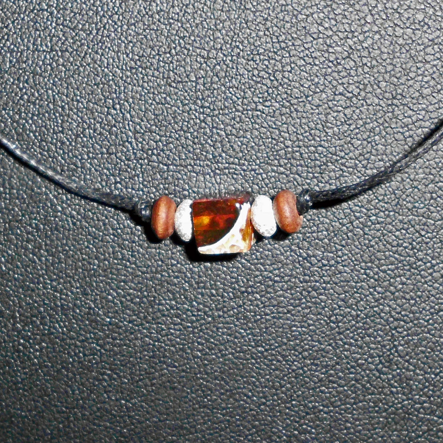 Collier aus Bernsteinwürfeln und Silberperlen, Unikat