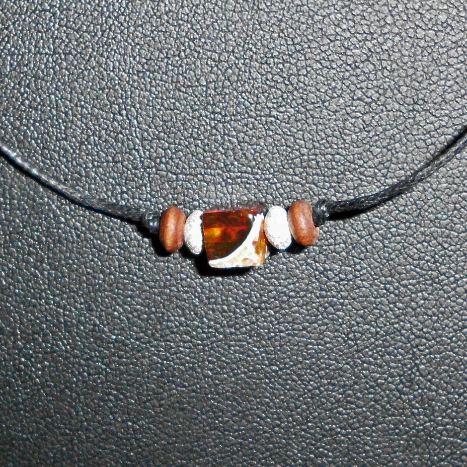 Collier aus Bernsteinwürfeln und Silberperlen, Unikat