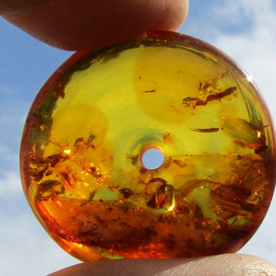 Kognacfarbener Bernsteindonut, poliert, Unikat