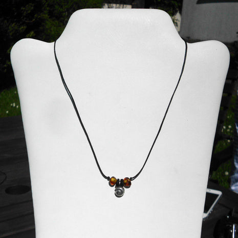 Collier aus Bernstein und Silber mit Schnecke, Unikat