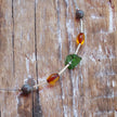 Collier aus Bernstein, Seeglas, Feuerstein & Silber