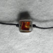 Collier mit Mosaikbernstein in gebürstetem Silberquadrat