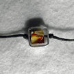 Collier mit Mosaikbernstein in gebürstetem Silberquadrat