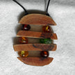 Collier aus Bernstein, Seeglas und Holz mit Silberverschluss