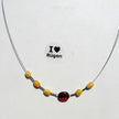 Elegantes Drahtcollier mit Bernstein und Silberröhrchen
