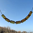 Drahtcollier mit Bernsteinwalzen und Glasperlen, Unikat