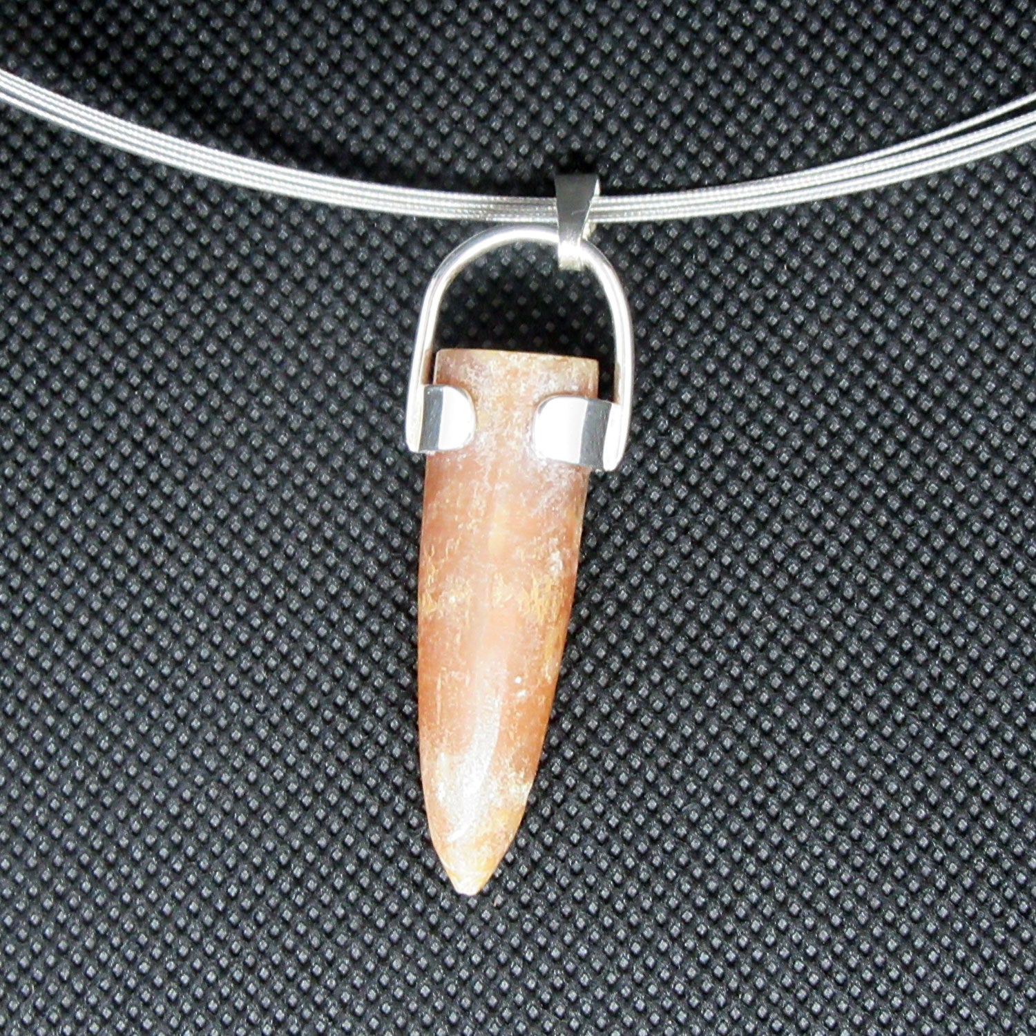 Drahtcollier mit Donnerkeil – Fossil aus der Kreidezeit