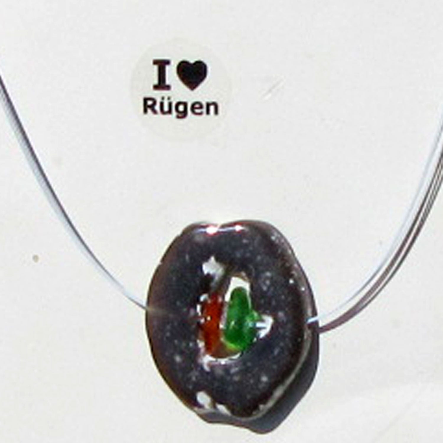 Einzigartiges Drahtcollier mit Feuerstein und Seeglas