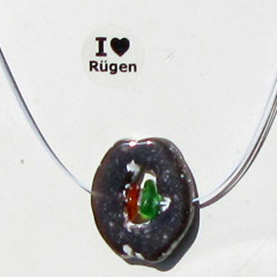 Einzigartiges Drahtcollier mit Feuerstein und Seeglas