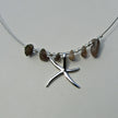 Drahtcollier mit Feuersteinen und silbernem Seestern