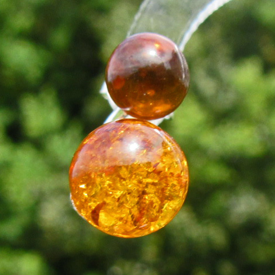 Ohrstecker aus Bernstein und Silber – Einzigartiges Unikat