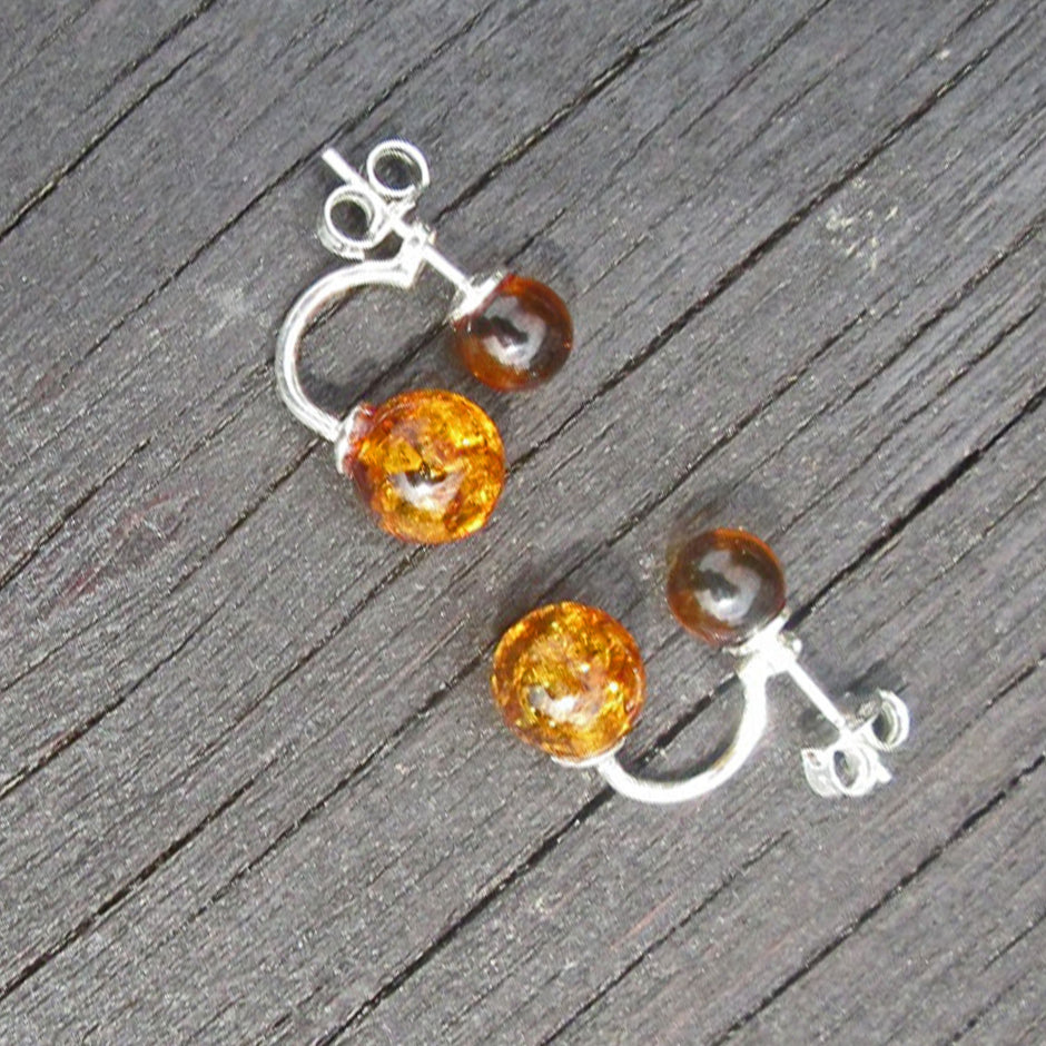 Ohrstecker aus Bernstein und Silber – Einzigartiges Unikat