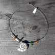Collier aus Bernstein, Seeglas und Ammonit – Einzelstück