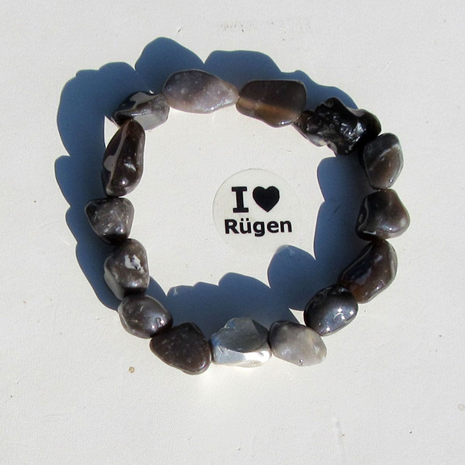 Feuersteinarmband mit silbernem Nugget, Unikat