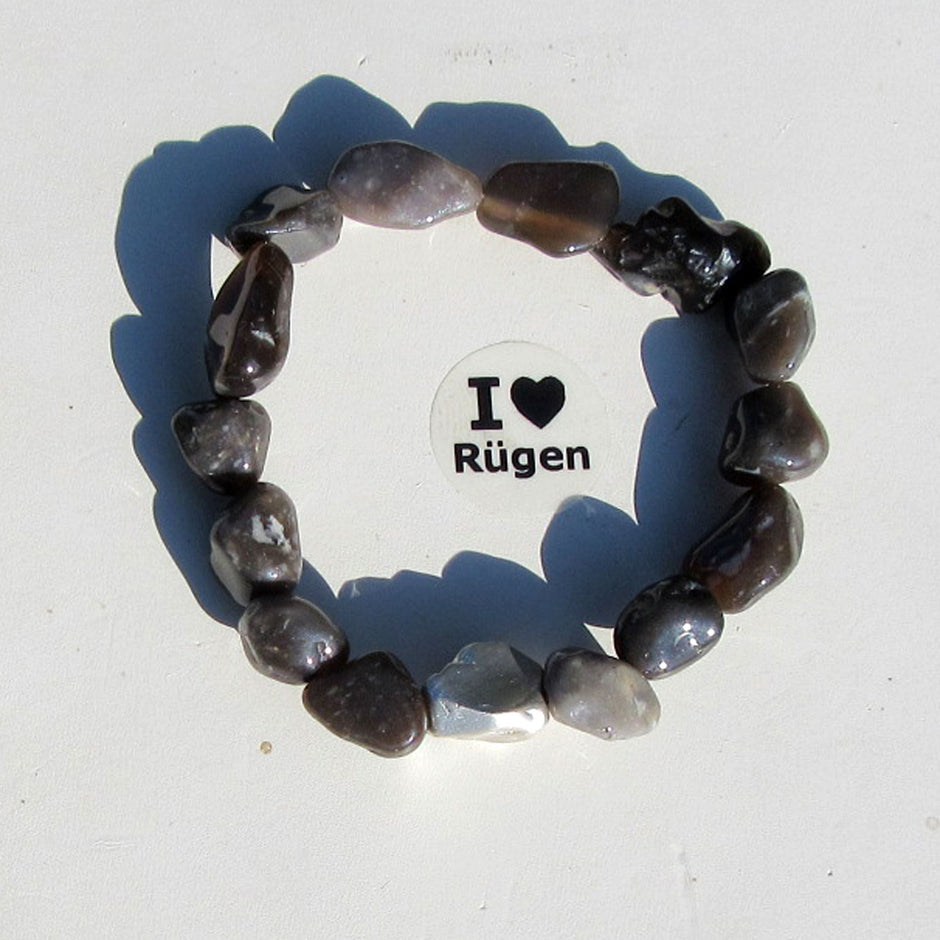 Feuersteinarmband mit silbernem Nugget, Unikat