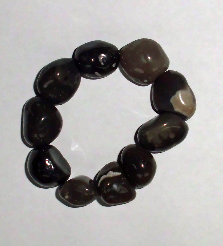 Nuggetarmband aus Feuerstein, grau-schwarz, Einzelstück