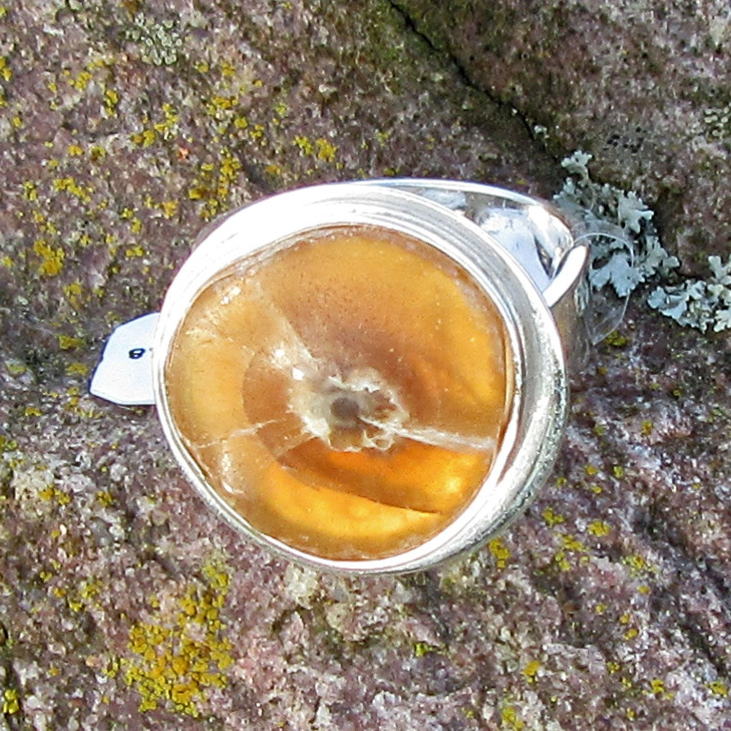 Silberring mit polierter Donnerkeilscheibe, Unikat