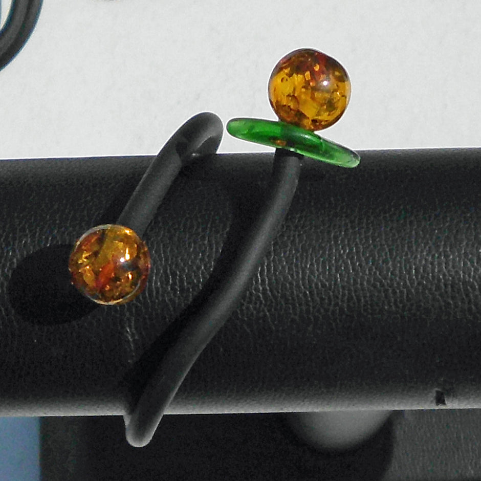 Flexibles Kautschukarmband mit Bernstein und Seeglas