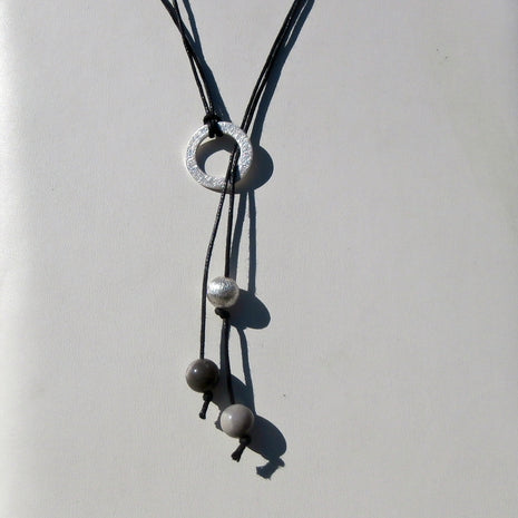 Einzigartiges Collier aus Feuerstein und Silberring