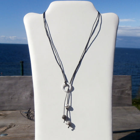 Einzigartiges Collier aus Feuerstein und Silberring