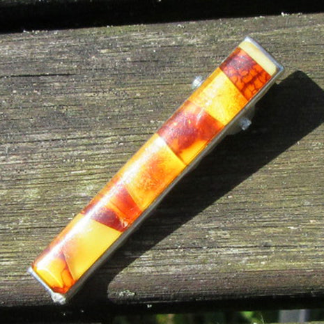 Einzelstück: Haarspange aus buntem Bernstein von Rügen