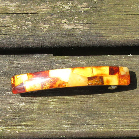 Haarspange aus buntem Bernstein – Unikat von Rügen