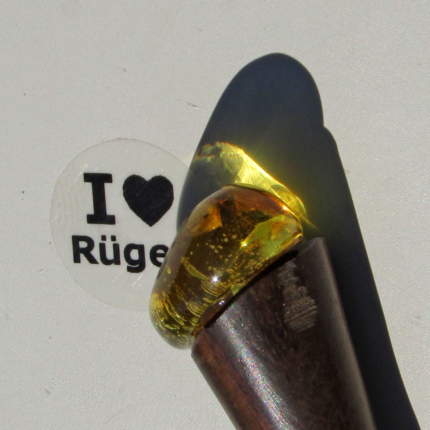 Elegante Haarnadel aus Holz mit Bernstein, Einzelstück