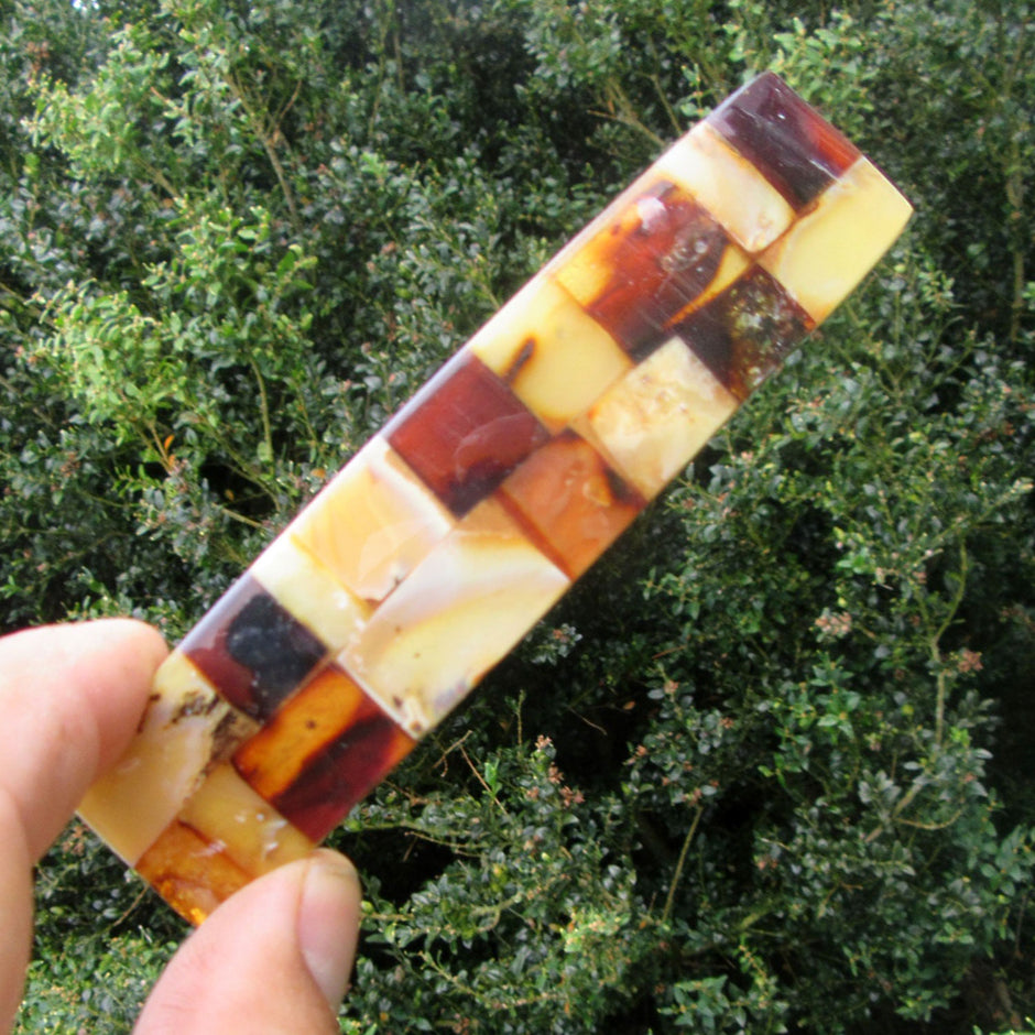 Haarspange aus bunten Bernsteinen – Einzelstück von Rügen