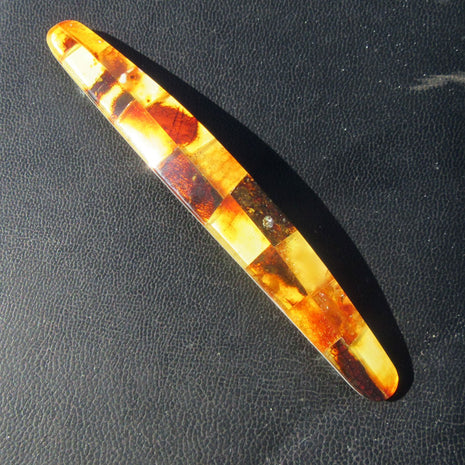 Einzelstück: Haarspange aus buntem Bernstein