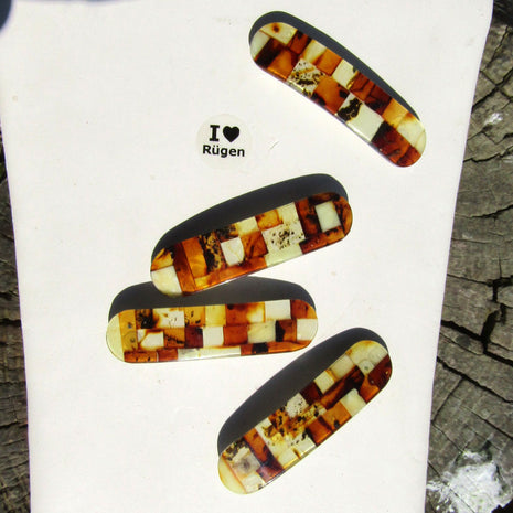 Haarspange aus hellen, flachen Bernsteinen – Unikat