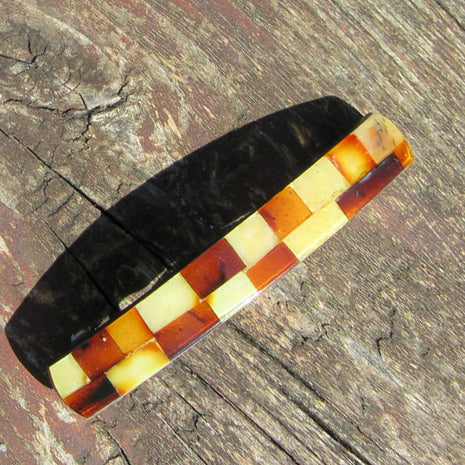 Einzigartige Haarspange aus buntem Bernstein, 85 mm