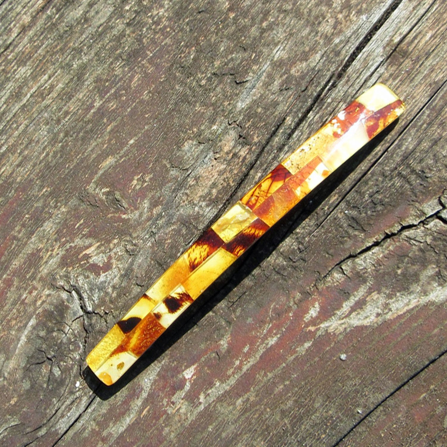 Haarspange aus buntem Bernstein – Einzelstück von Rügen